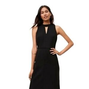 LOFT Black Keyhole Sheath Midi Dress